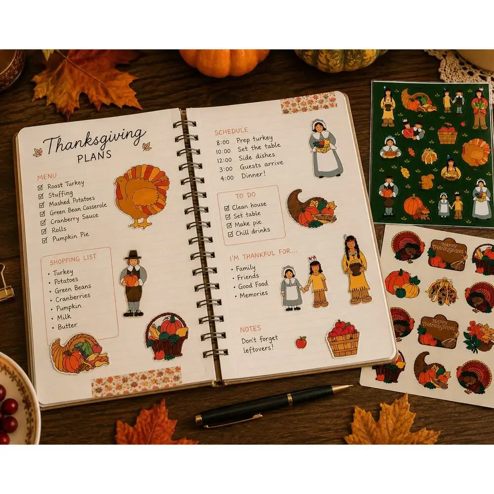 🦃🎃Vintage Hallmark Thanksgiving Stickers Ambassador Sealed Fall 2 Packs🙏🏻🫂